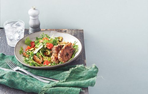 Rosemary garlic lamb with roast tomato panzanella