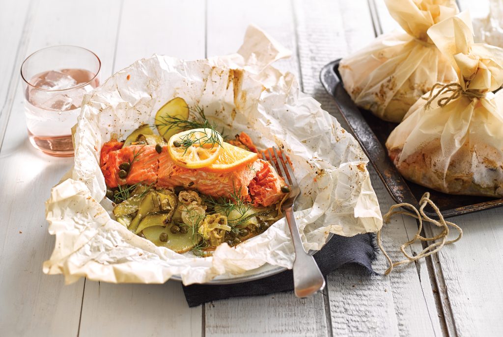 Salmon and potato parcels