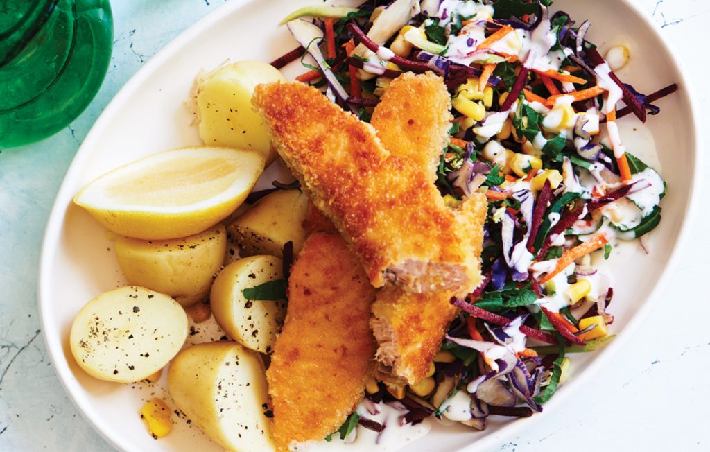 Salmon sticks with slaw Salmon sticks with slaw