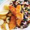 Salmon sticks with slaw