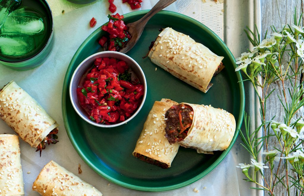 Sausage rolls with roasted capsicum relish Sausage rolls with roasted capsicum relish