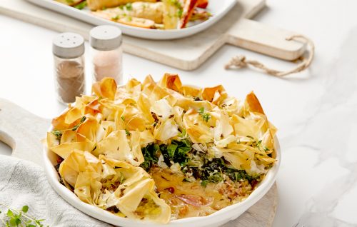 Silver beet filo pie