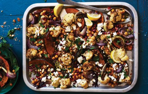 Spiced pumpkin, cauliflower and chickpea bake