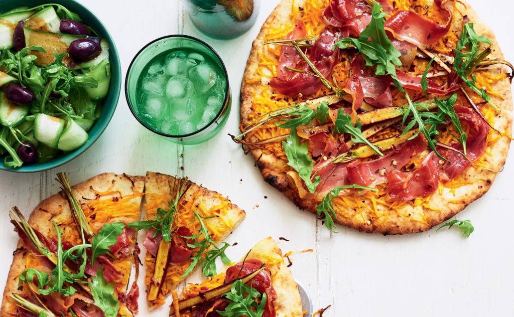 Spicy pumpkin and prosciutto pizzas Spicy pumpkin and prosciutto pizzas