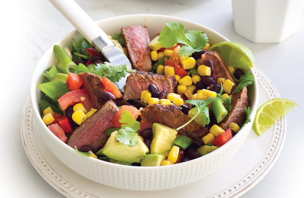 Spicy steak with Mexican style-salad Spicy steak with Mexican style-salad