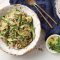 Spring vege noodles with walnut pesto