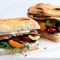 Steak sandwich with mustard yoghurt