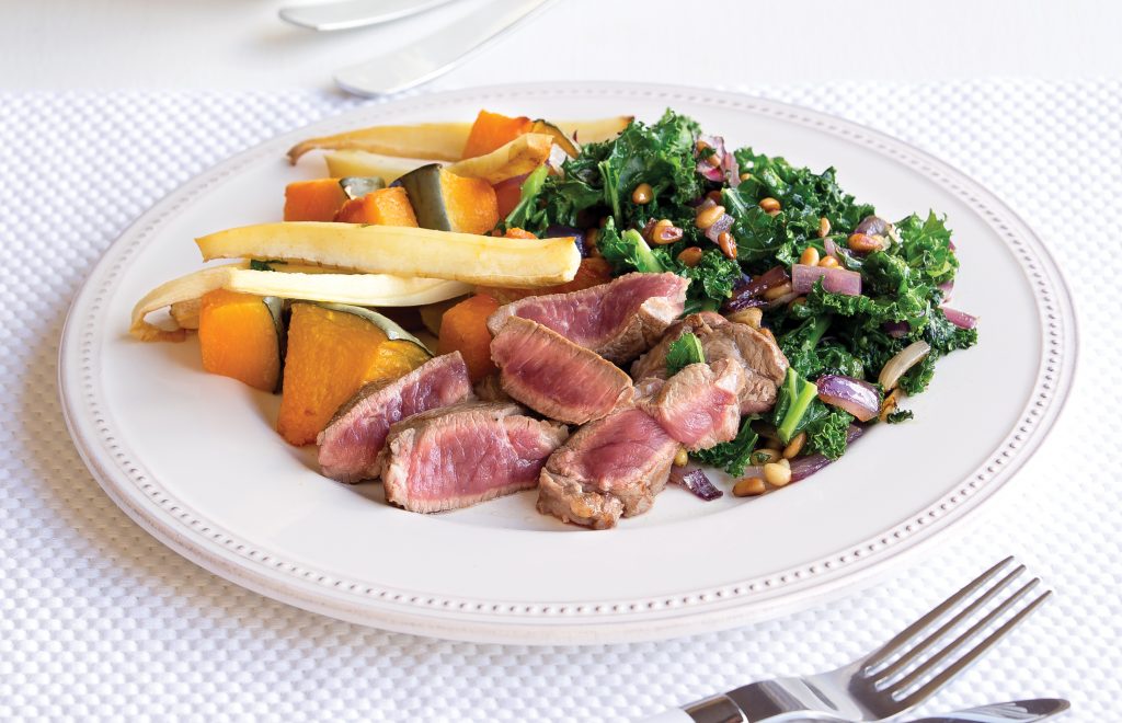 Steak with nutty kale Steak with nutty kale