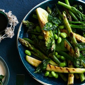 Summer greens with tahini sauce