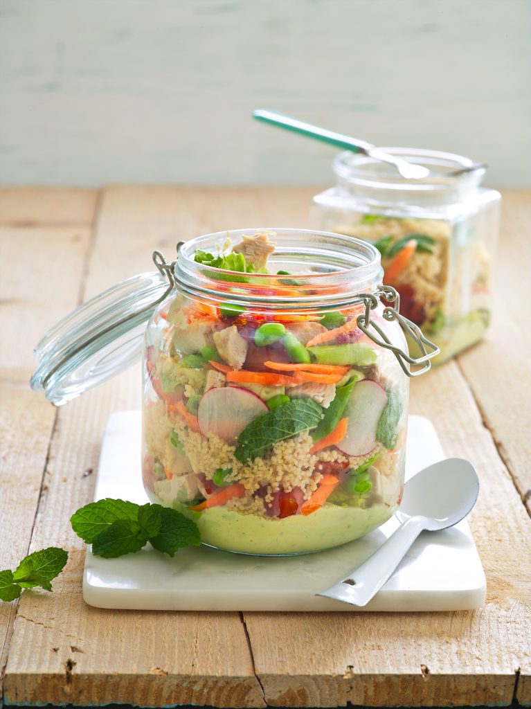 Summer vegetable and chicken jar salad Summer vegetable and chicken jar salad