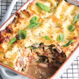 Tofu, bean and kale lasagne