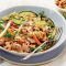 Tuna with vegetable strips and risoni