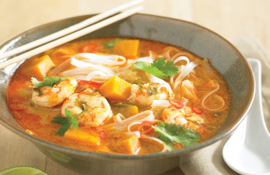 Prawn and pumpkin laksa Prawn and pumpkin laksa