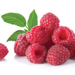In season mid-summer: Raspberries, red onion, garlic