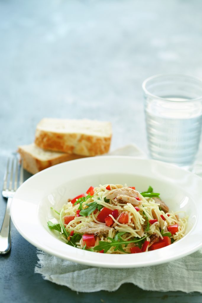Angel hair pasta with salmon and chilli Angel hair pasta with salmon and chilli