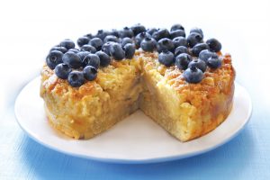 Apple and blueberry crumble cake