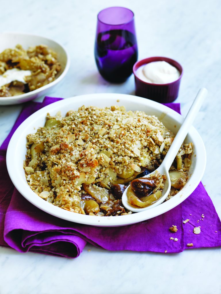 Apple and fig crumble with almond chia topping Apple and fig crumble with almond chia topping