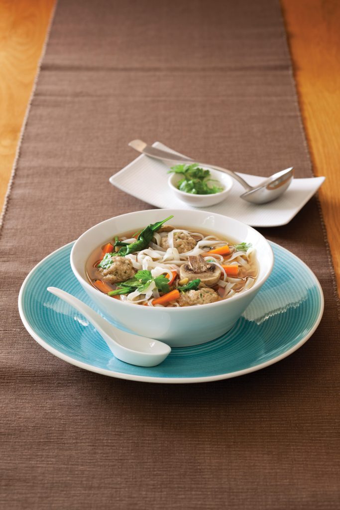 Asian-style meatball and noodle soup Asian-style meatball and noodle soup