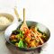 Asian vegetable stir-fry with ponzu sauce