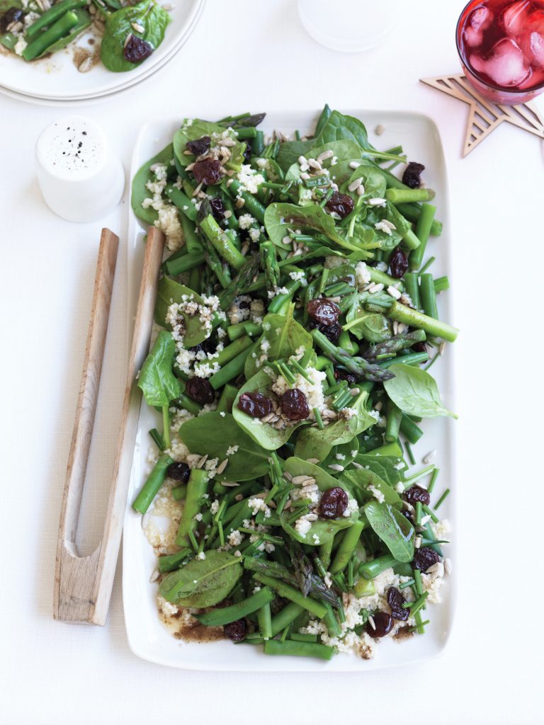 Asparagus, bulgar and dried cherry salad with spiced dressing Asparagus, bulgar and dried cherry salad with spiced dressing