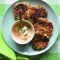 Asparagus and courgette fritters with dill cream