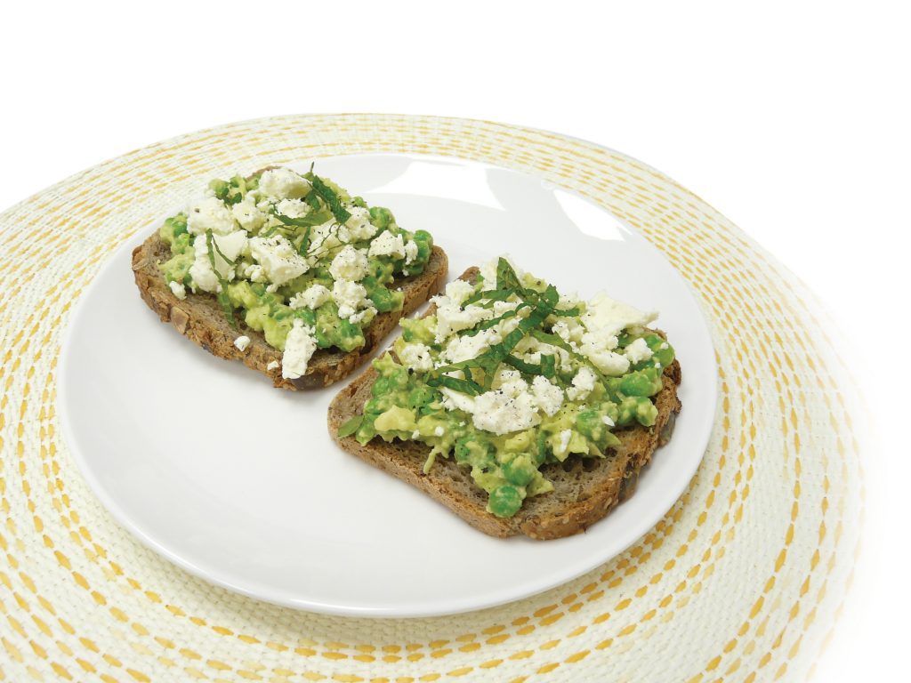 Avocado, pea and feta toast Avocado, pea and feta toast