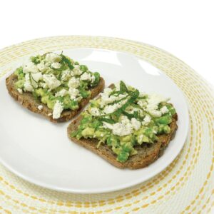 Avocado, pea and feta toast