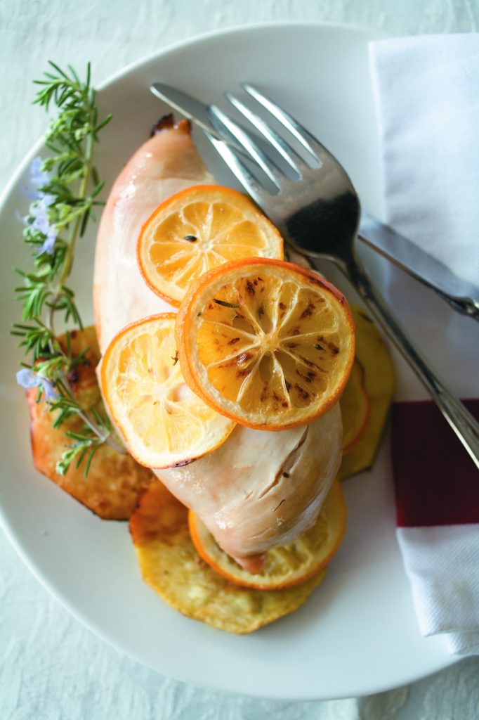 Baked chicken with lemon and kumara