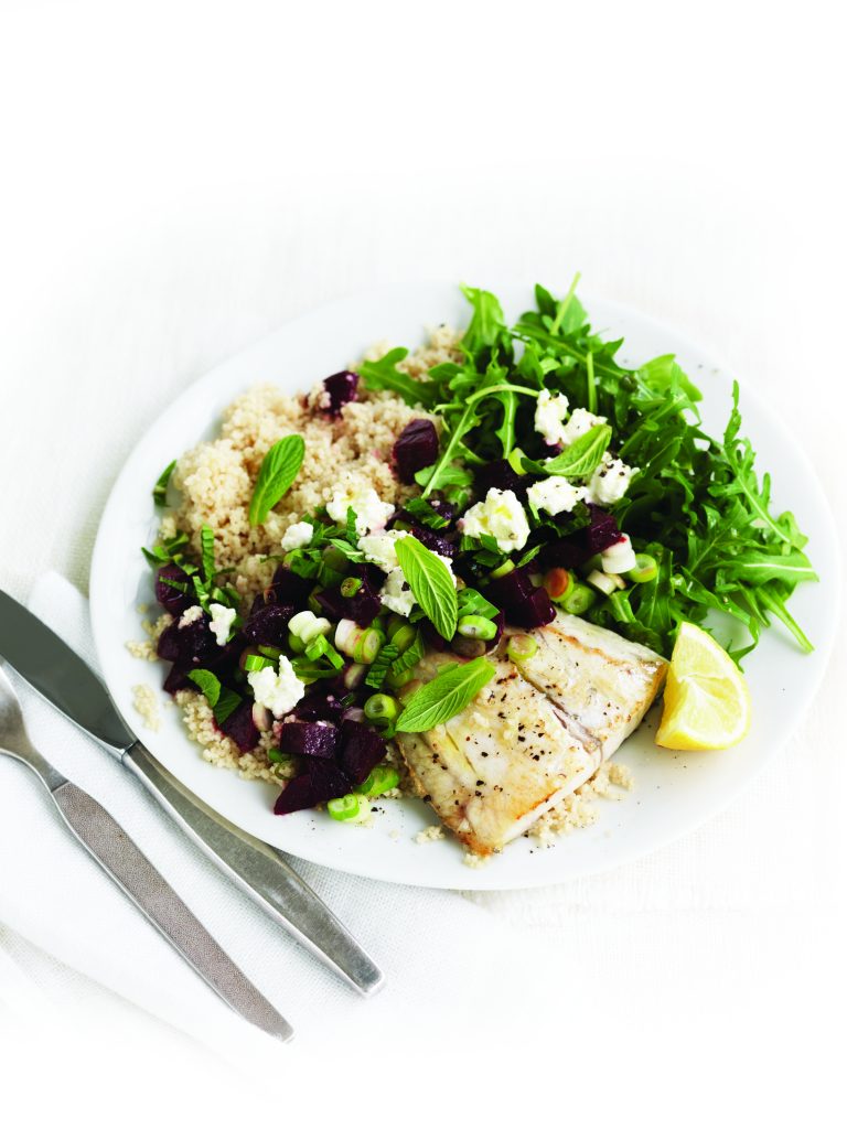 Baked fish with beetroot and mint salsa Baked fish with beetroot and mint salsa