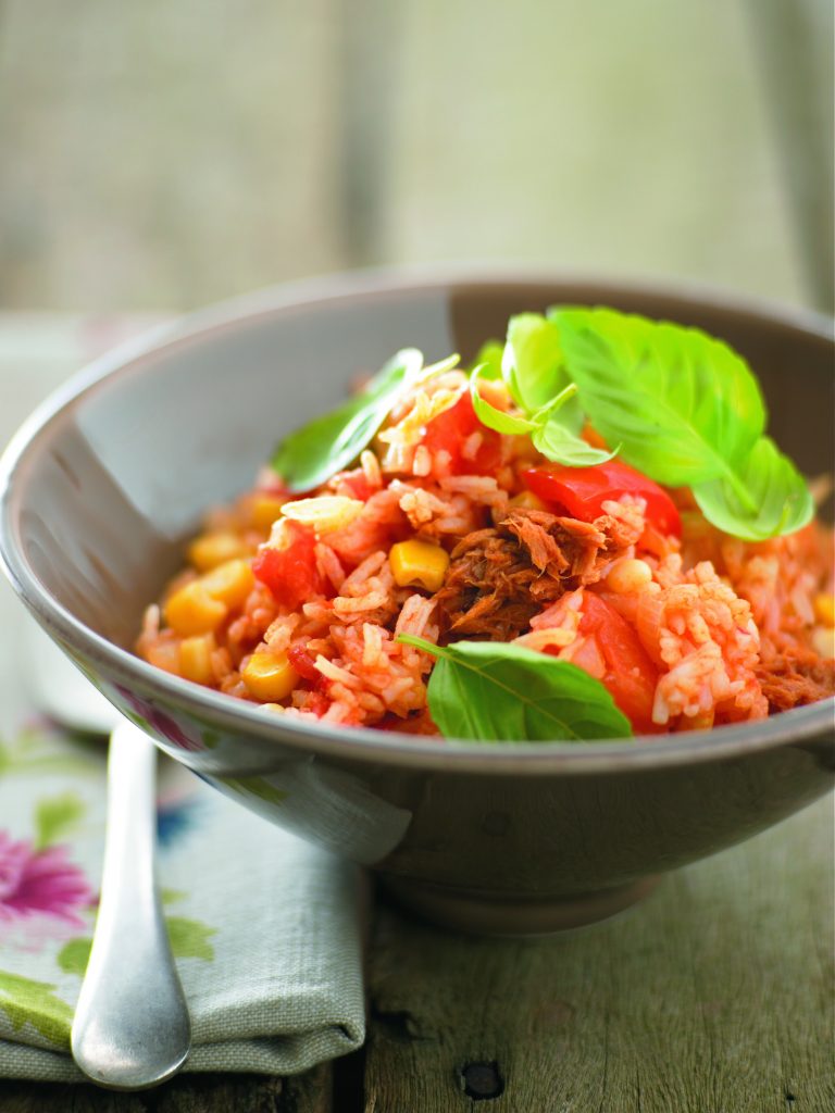 Baked tomato rice with tuna Baked tomato rice with tuna