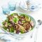 Balsamic pork with roasted pear, spinach and feta salad