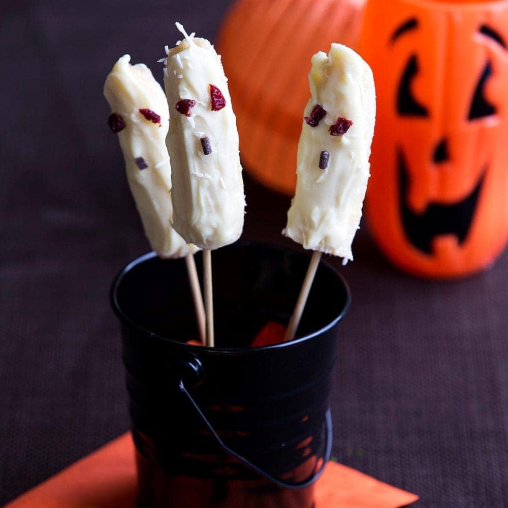 Banana ghost lollies Banana ghost lollies