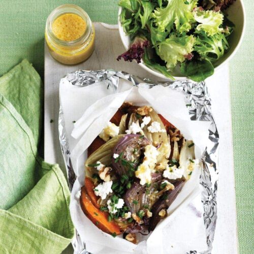 Barbecue kumara and fennel parcels
