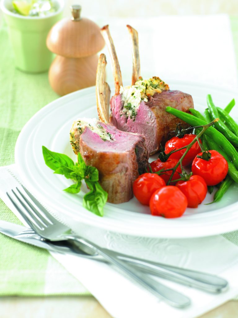 Basil-ricotta lamb with balsamic tomatoes Basil-ricotta lamb with balsamic tomatoes