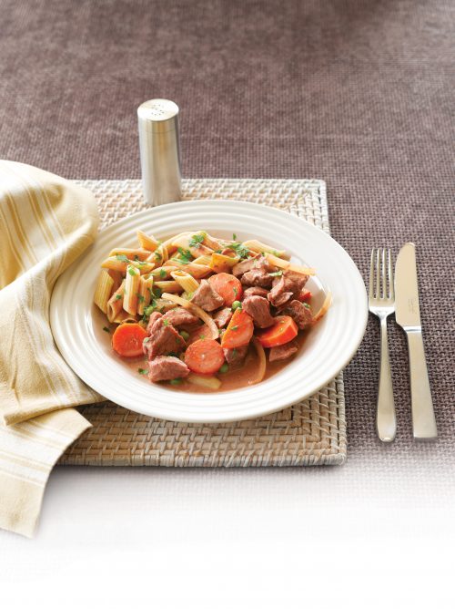 Beef and vegetable stroganoff