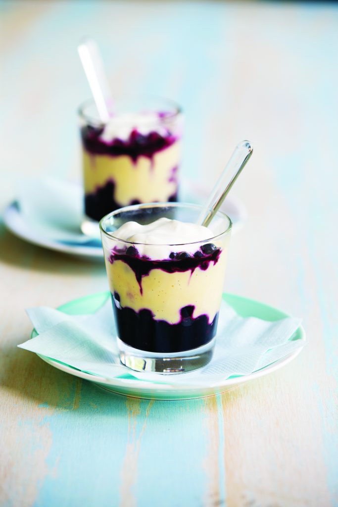 Blackcurrant custard fools Blackcurrant custard fools