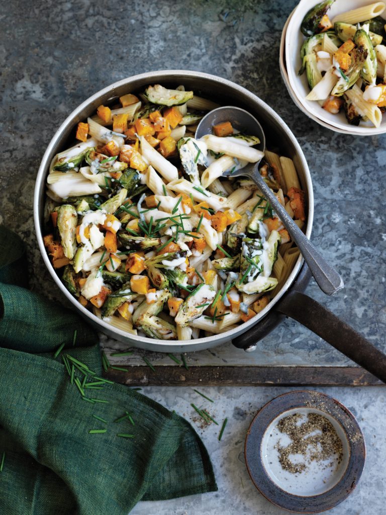Brussels sprouts, pumpkin and blue cheese pasta Brussels sprouts, pumpkin and blue cheese pasta
