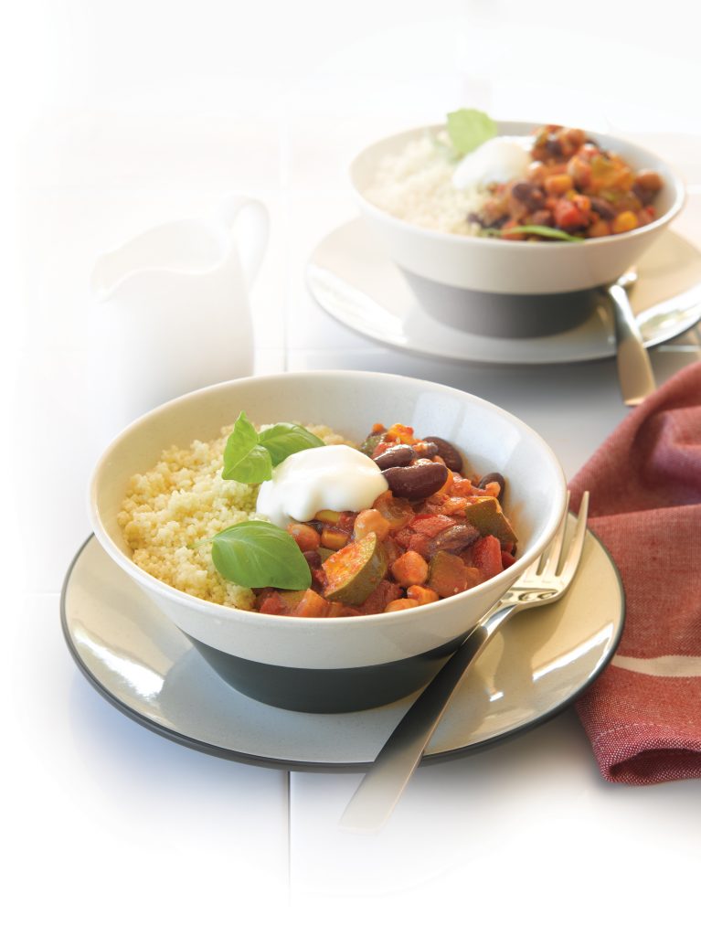 Cajun bean casserole with couscous and minted yoghurt Cajun bean casserole with couscous and minted yoghurt