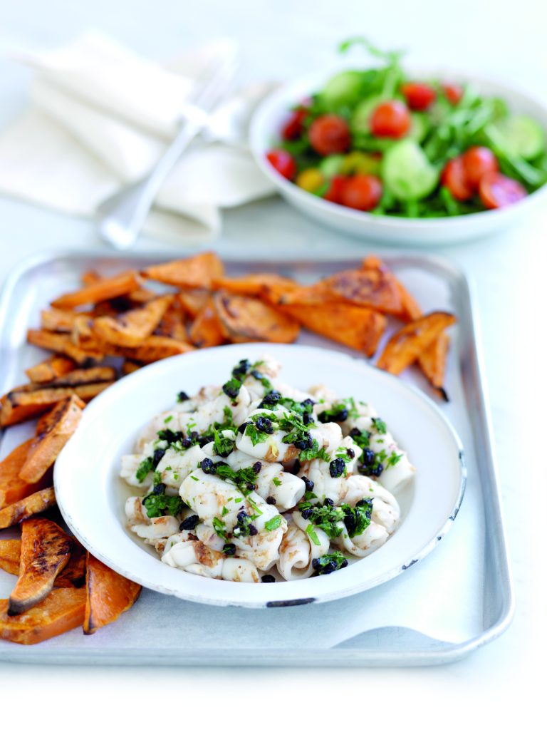 Calamari with parsley, garlic and currant dressing Calamari with parsley, garlic and currant dressing