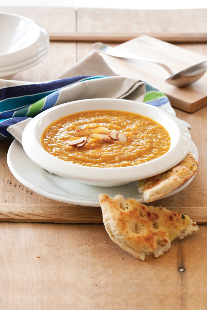 Carrot and caraway soup with toasted almonds Carrot and caraway soup with toasted almonds