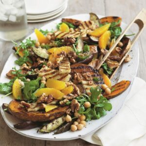 Chargrilled pumpkin and haloumi salad with chickpeas