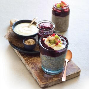 Chia and mixed berry breakfast pudding