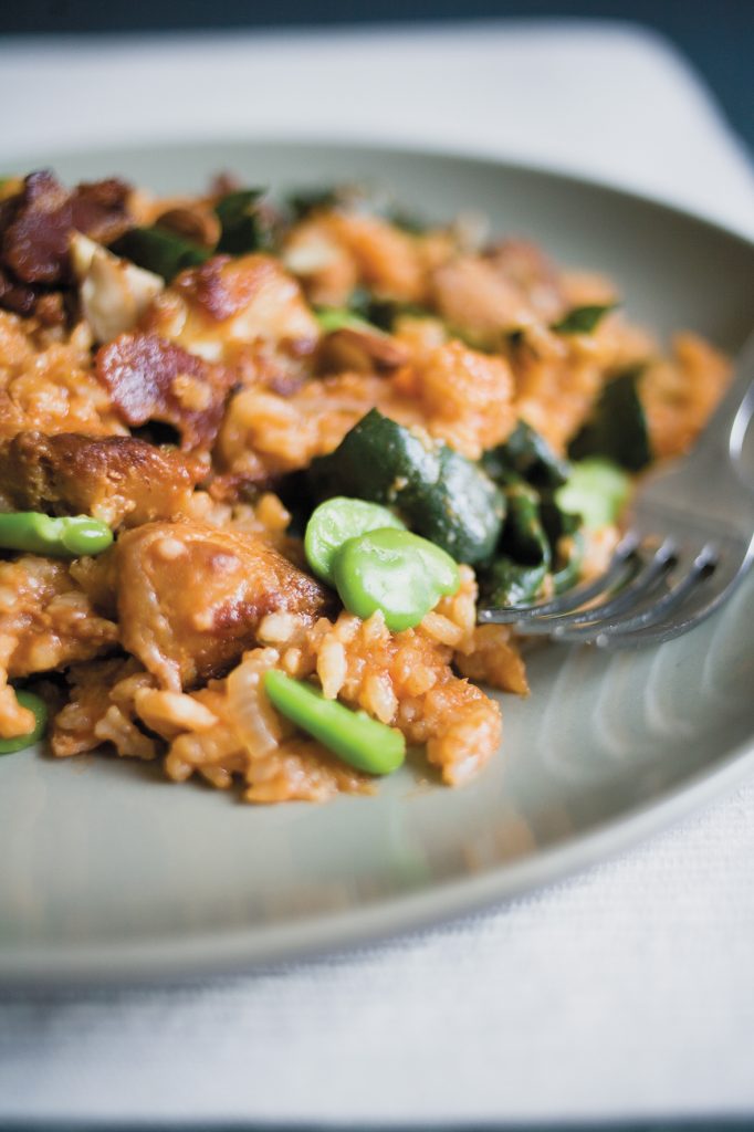Chicken and bacon paella Chicken and bacon paella