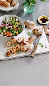 Chicken, feta and basil involtini