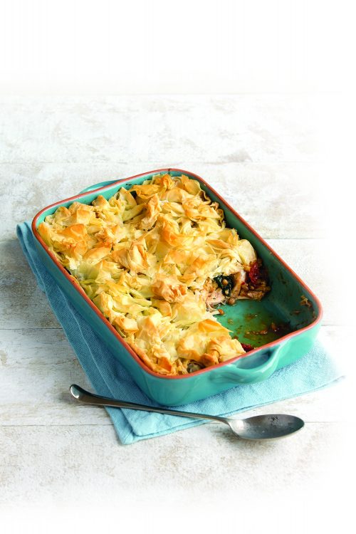 Chicken filo pot pie with slaw
