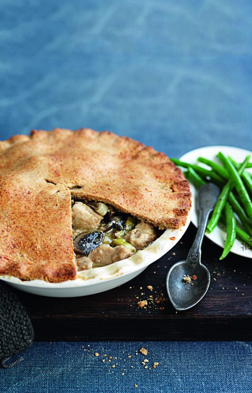 Chicken, leek and mushroom pie