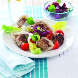 Chicken meatballs with beetroot salsa
