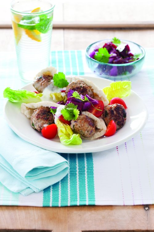 Chicken meatballs with beetroot salsa