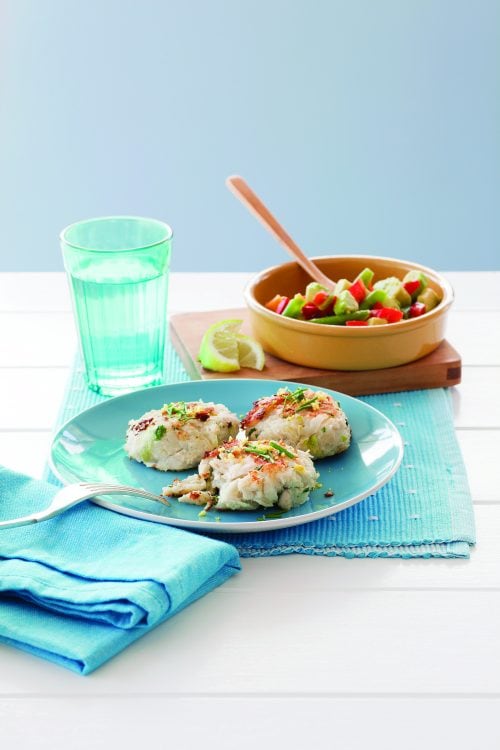 Chicken potato patties with bean and avocado salad