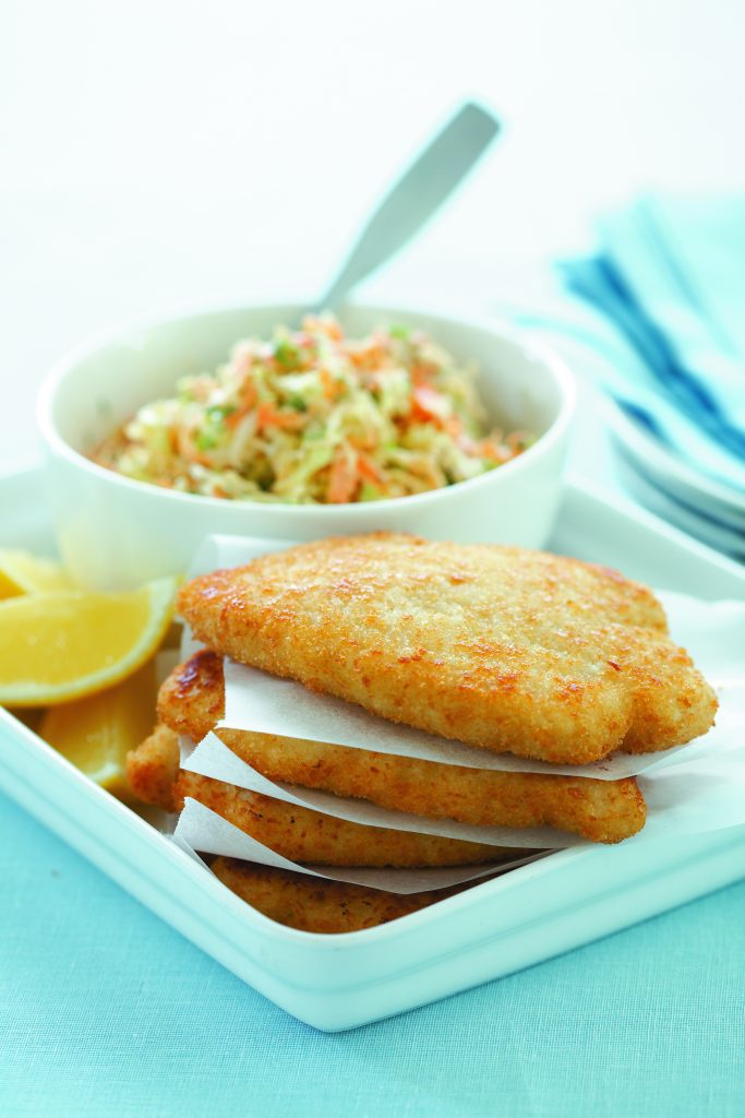 Chicken schnitzel with coleslaw Chicken schnitzel with coleslaw